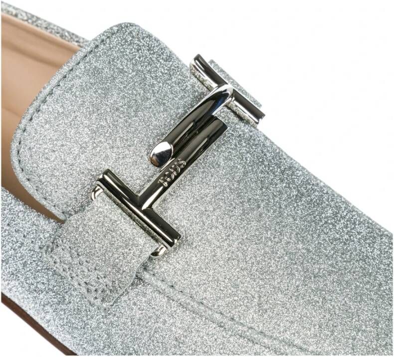 TOD'S Zilveren Glanzende Loafers Gray Dames