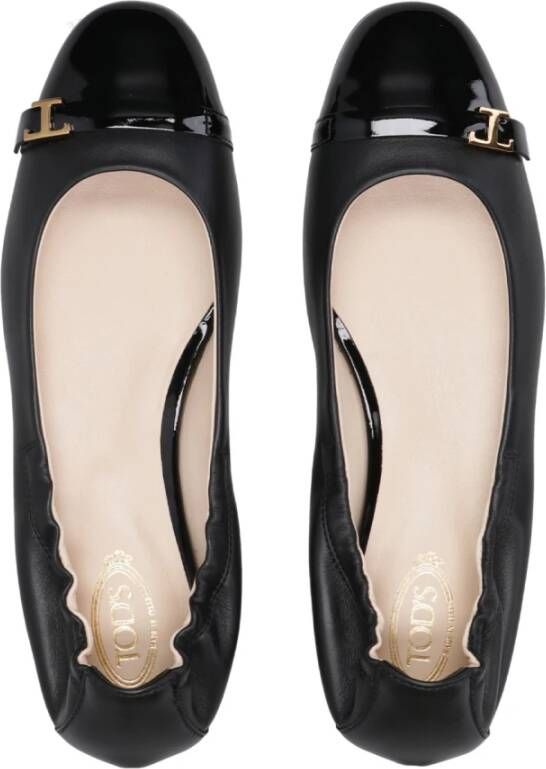 TOD'S Zwarte Ballerina Platte Schoenen Black Dames