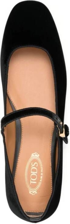 TOD'S Zwarte ballerina's met riem Black Dames