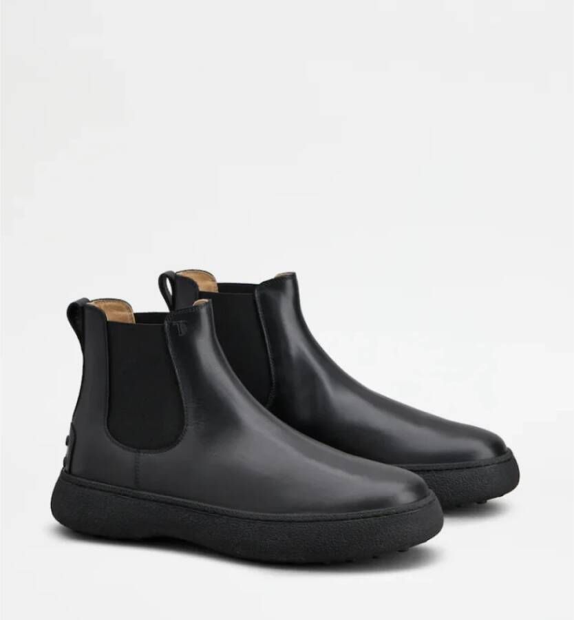 TOD'S Zwarte Chelsea Boots Urban Elegantie Black Heren