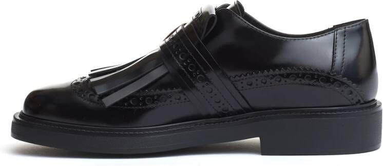 TOD'S Zwarte Engelse gesp en franje Black Dames