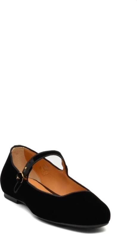 TOD'S Zwarte Fluwelen Ballerina Schoenen Leren Zool Black Dames