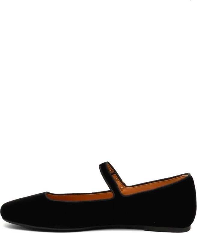 TOD'S Zwarte Fluwelen Ballerina Schoenen Leren Zool Black Dames