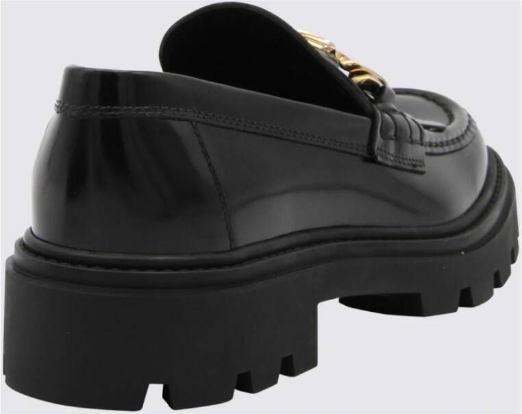 TOD'S Zwarte franje loafers met dikke zool Black Dames