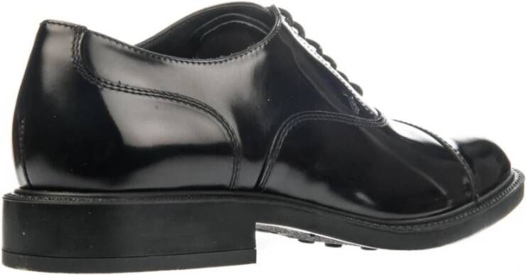 TOD'S Zwarte Geborsteld Leren Oxford Schoenen Black Heren