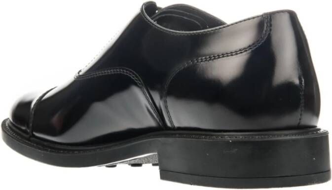 TOD'S Zwarte Geborsteld Leren Oxford Schoenen Black Heren