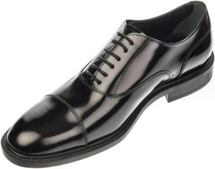 TOD'S Zwarte Geborsteld Leren Oxford Schoenen Black Heren