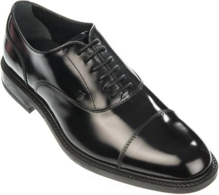 TOD'S Zwarte Geborsteld Leren Oxford Schoenen Black Heren