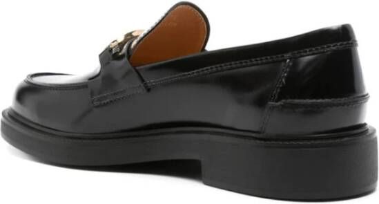 TOD'S Zwarte Kalfsleren Band Slip-On Schoenen Black Dames