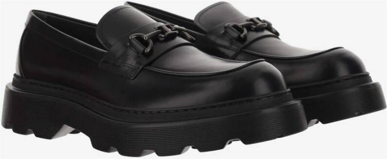 TOD'S Zwarte Kalfsleren Loafers Dikke Zool Black Heren