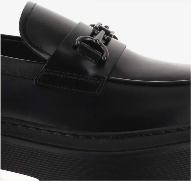 TOD'S Zwarte Kalfsleren Loafers Dikke Zool Black Heren