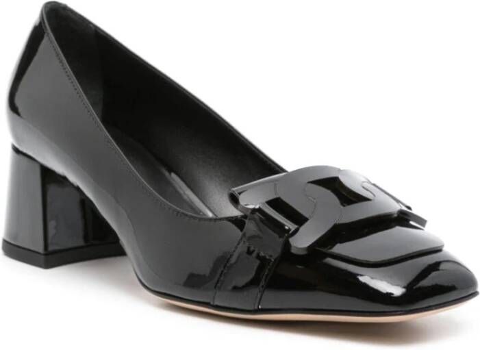 TOD'S Zwarte Lakleren Loafer met Kwastje Black Dames