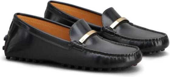 TOD'S Zwarte Lakleren Platte Schoenen Black Dames