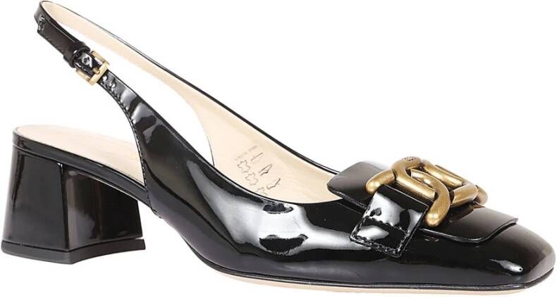 TOD'S Zwarte lakleren pumps met vierkante neus Black Dames