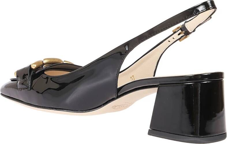 TOD'S Zwarte lakleren pumps met vierkante neus Black Dames