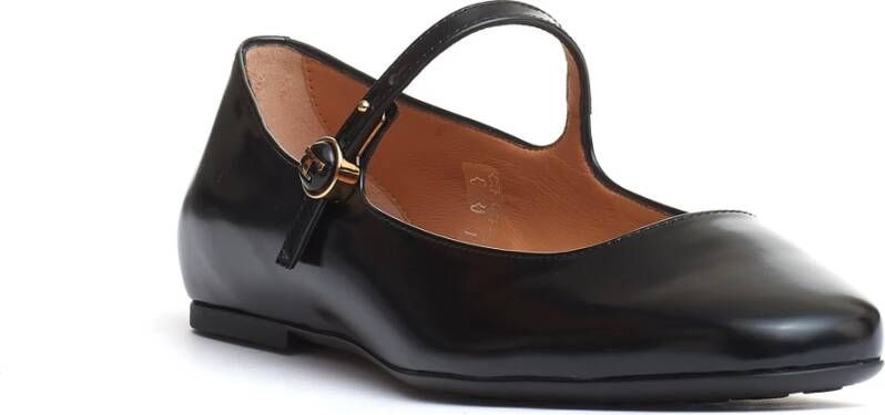 TOD'S Zwarte Leren Ballerina Band Schoenen Black Dames