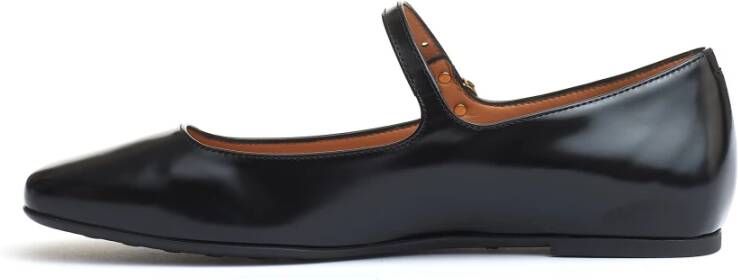 TOD'S Zwarte Leren Ballerina Band Schoenen Black Dames