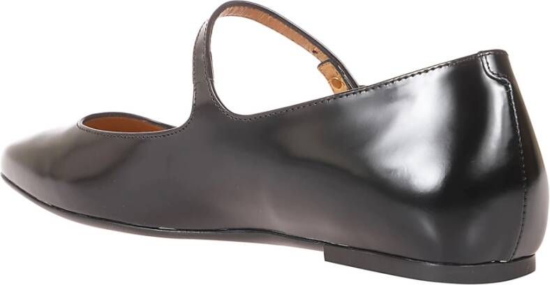 TOD'S Zwarte leren ballerina schoenen met iconische logoknop Black Dames