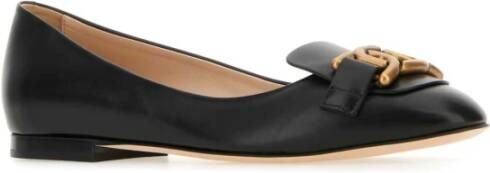 TOD'S Zwarte leren ballerinas Black Dames