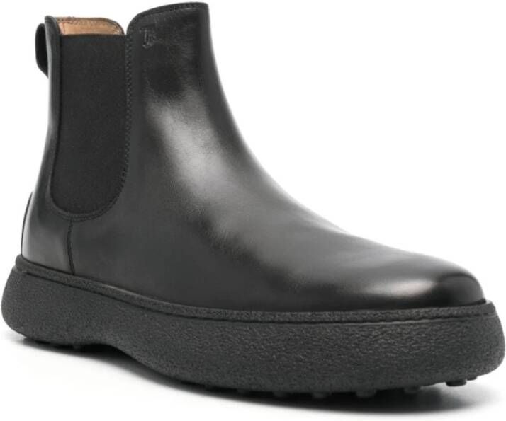 TOD'S Zwarte Leren Chelsea Laarzen Black Heren