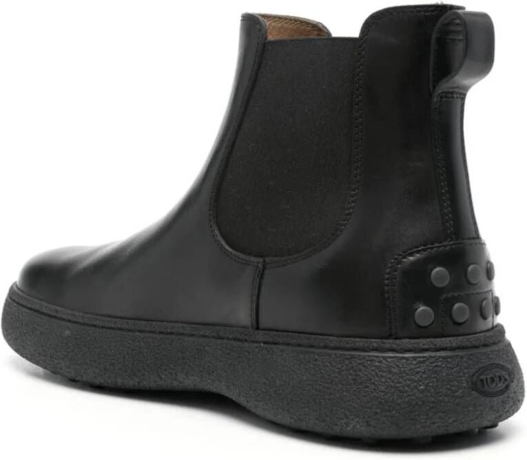 TOD'S Zwarte Leren Chelsea Laarzen Black Heren