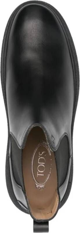 TOD'S Zwarte Leren Chelsea Laarzen Black Heren