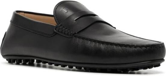 TOD'S Zwarte Leren City Gommino Rijdschoenen Black Heren