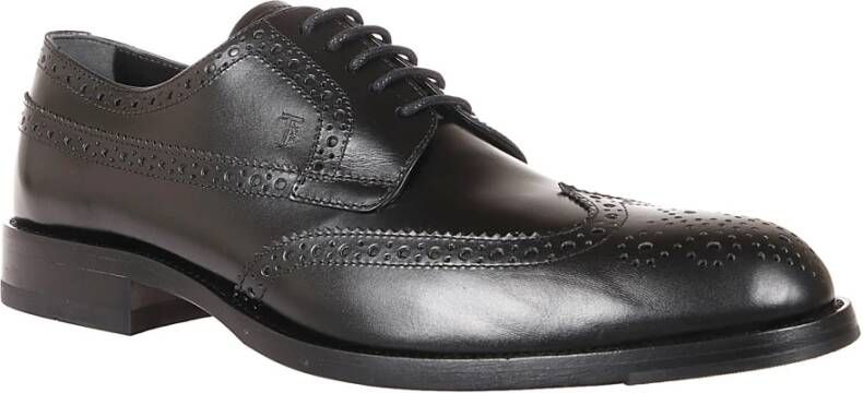 TOD'S Zwarte leren Derby schoenen met iconische zool Black Heren