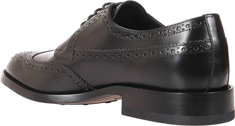 TOD'S Zwarte leren Derby schoenen met iconische zool Black Heren