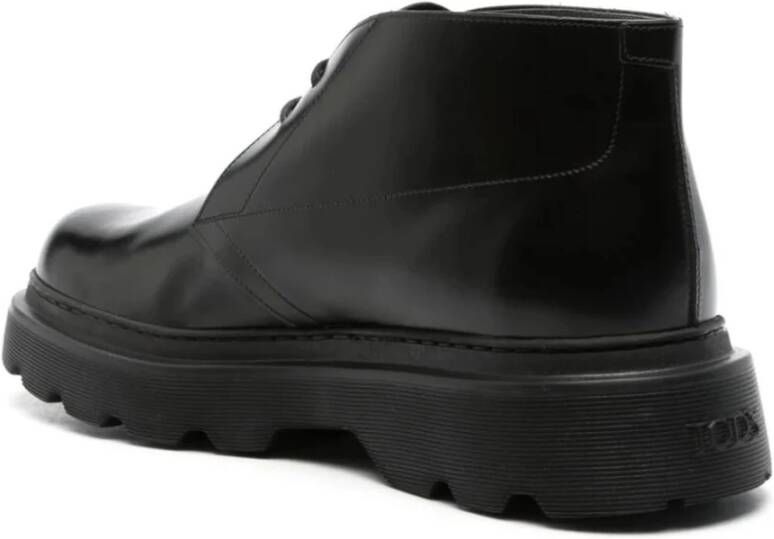 TOD'S Zwarte Leren Enkellaarzen Black Heren