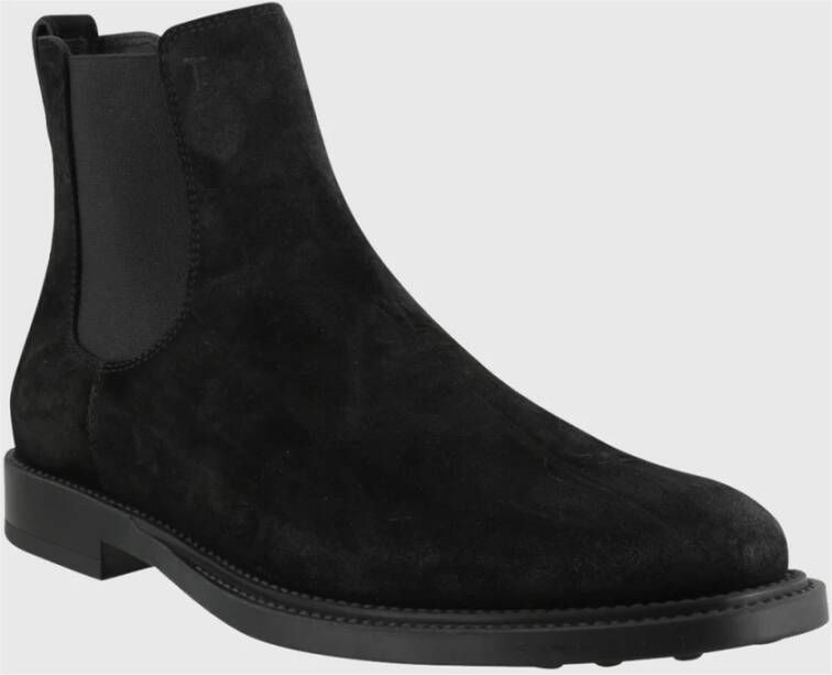 TOD'S Zwarte Leren Enkellaarzen Black Heren