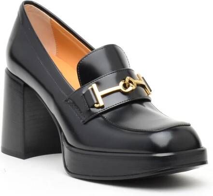 TOD'S Zwarte leren hakmocassin Black Dames