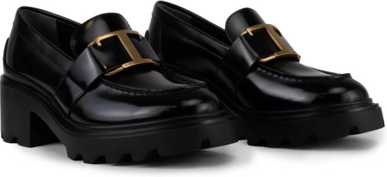 TOD'S Zwarte leren instap mocassin schoenen Black Dames