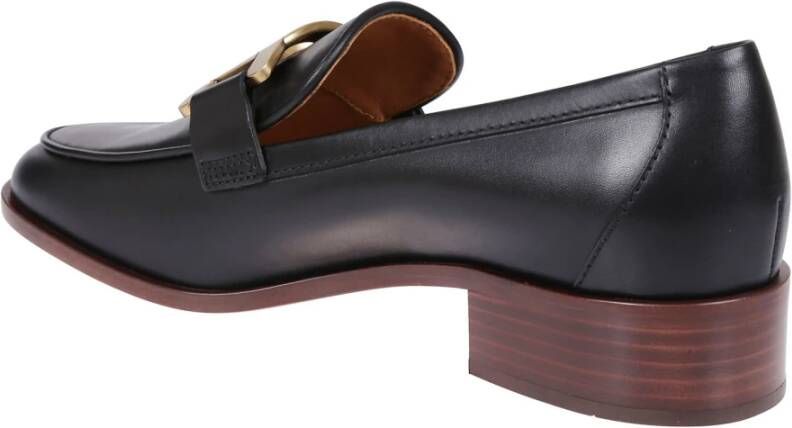 TOD'S Zwarte leren instapper met kettingdetail Black Dames