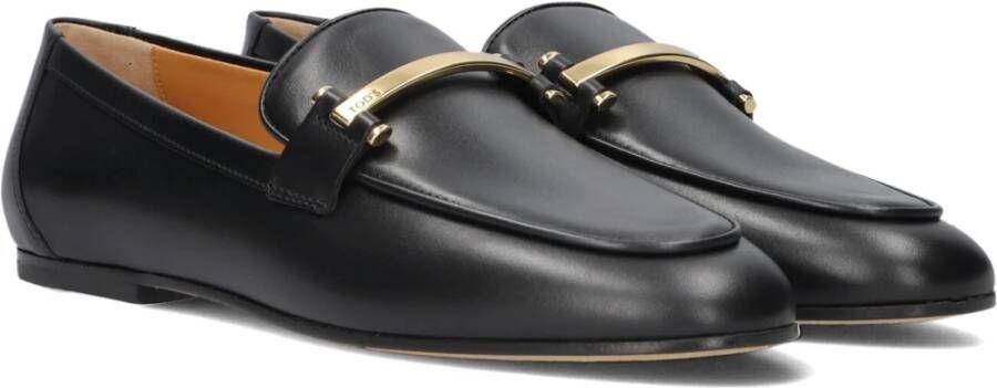 TOD'S Zwarte Leren Instappers Barretta Attacchi Black Dames