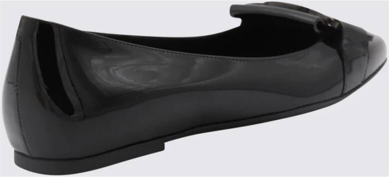 TOD'S Zwarte Leren Ketting Flats Black Dames