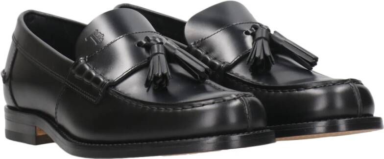 TOD'S Zwarte Leren Kwast Sandalen Black Heren