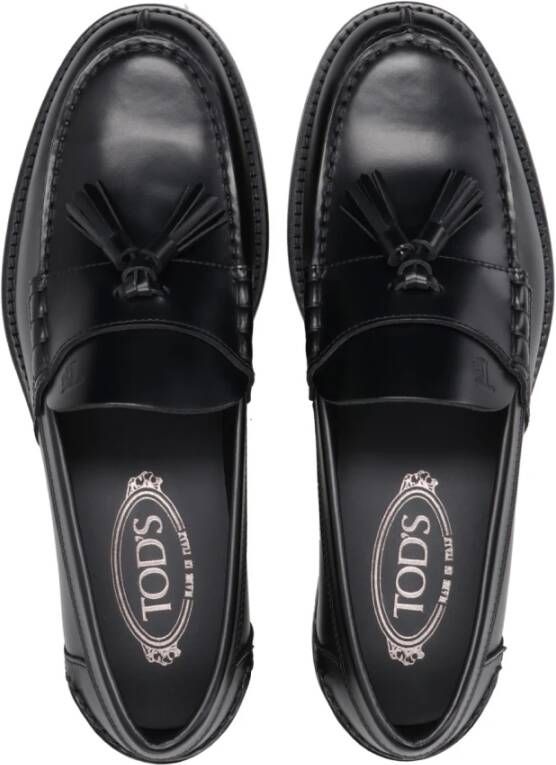 TOD'S Zwarte Leren Kwast Sandalen Black Heren