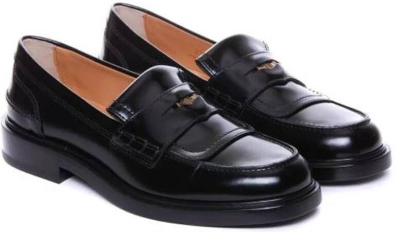 TOD'S Zwarte Leren Loafers Elegante Instap Schoenen Black Dames