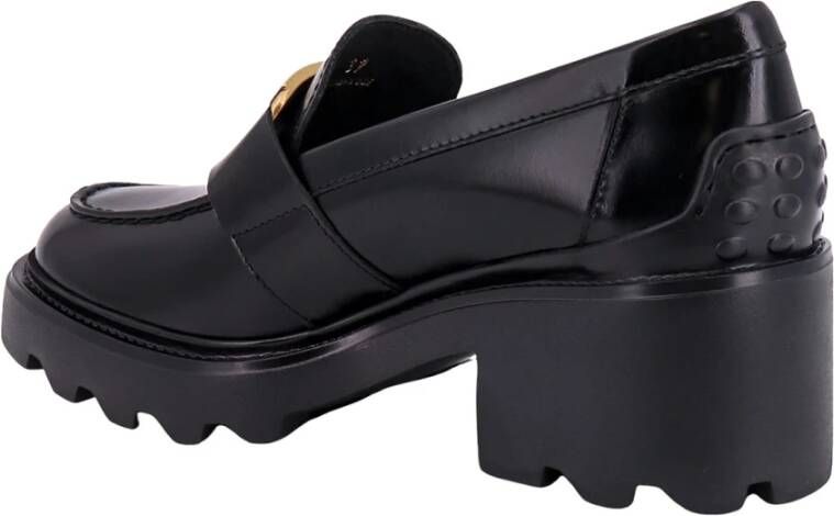 TOD'S Zwarte leren loafers elegante stijl Black Dames