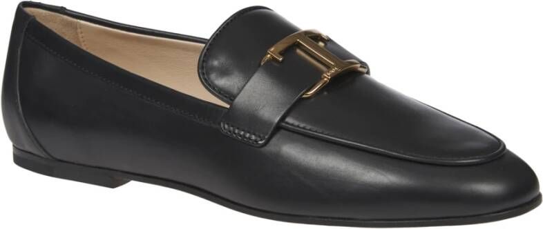 TOD'S Zwarte Leren Loafers Elegante Stijl Black Dames