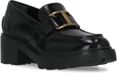 TOD'S Zwarte Leren Loafers met Franjes Black Dames