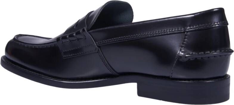 TOD'S Zwarte leren loafers met logodetail Black Heren