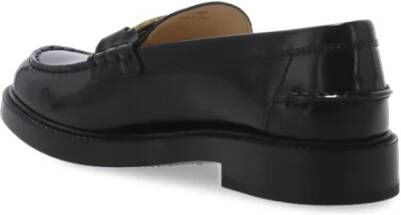 TOD'S Zwarte Leren Loafers met Metalen Kettingdetail Black Dames