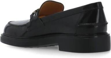 TOD'S Zwarte Leren Loafers Ronde Neus Black Dames