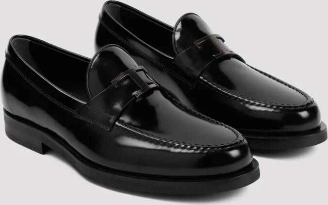 TOD'S Zwarte Leren Loafers Stijlvolle Herenschoenen Black Heren