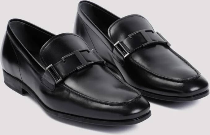 TOD'S Zwarte Leren Loafers Stijlvolle Instappers Black Heren