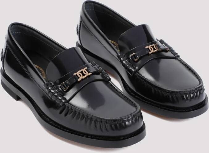 TOD'S Zwarte leren loafers voor vrouwen Black Dames