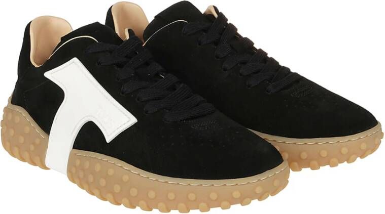 TOD'S Zwarte leren logo sneakers Black Dames