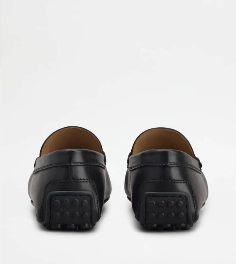 TOD'S Zwarte Leren Mocassin met Picot Detail Black Heren